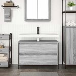 vidaXL Meuble de salle de bain lavabo tiroirs sonoma gris 90x34 5x60cm