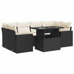 vidaXL Salon de jardin 7 Pièces avec coussins noir résine tressée