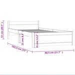 vidaXL Cadre de lit Blanc Bois massif 75x190 cm Petit simple