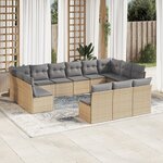 vidaXL Salon de jardin avec coussins 13 Pièces beige résine tressée