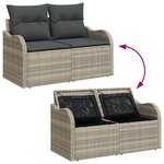Canapé de Jardin 5 Pièces avec Coussins Gris Clair Poly Rotin
