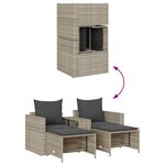 vidaXL Salon de jardin 5 Pièces coussins empilable gris clair polyrotin