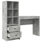 vidaXL Bureau avec Rangement Gris Béton Bois d'ingénierie