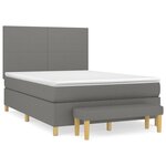 vidaXL Sommier à lattes de lit avec matelas Gris foncé 140x190cm Tissu