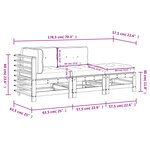 vidaXL Salon de jardin 3 Pièces avec coussins gris bois massif