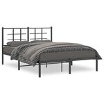 vidaXL Cadre de lit métal sans matelas avec tête de lit noir 140x190cm