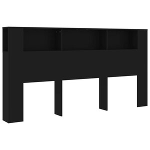 vidaXL Armoire de tête de lit Noir 200x18 5x104 5 cm