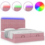vidaXL Cadre de lit ottoman avec matelas rose 160x200 cm velours