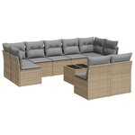vidaXL Salon de jardin avec coussins 10 Pièces beige résine tressée