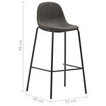 vidaXL Chaises de bar lot de 4 gris foncé tissu