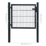 vidaXL Portillon 2D (simple) Gris anthracite 106x130 cm