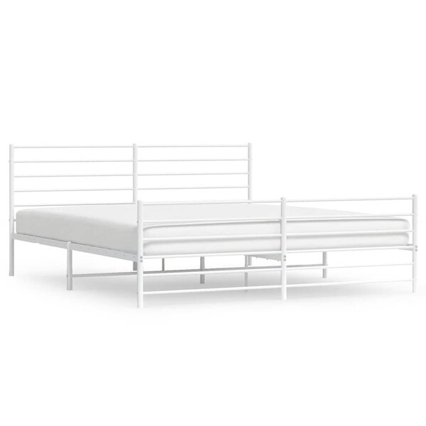 vidaXL Cadre de lit métal sans matelas et pied de lit blanc 180x200 cm