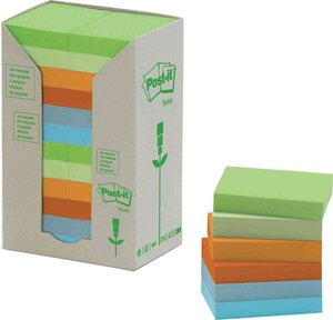 Bloc-note adhésif Recycling  76 x 76 mm  6 couleurs POST-IT