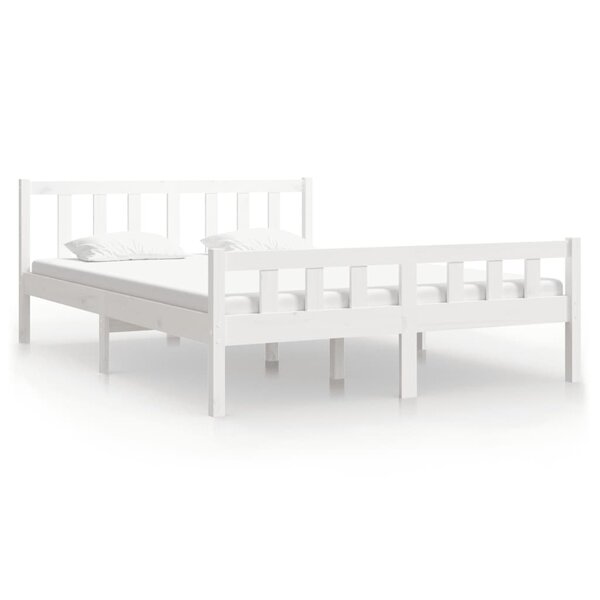 vidaXL Cadre de lit Blanc Bois massif 140x190 cm