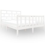 vidaXL Cadre de lit Blanc Bois de pin massif 135x190 cm Double