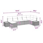 vidaXL Ensemble de canapé de jardin avec coussin 7 Pièces Noir Poly rotin