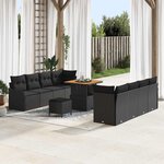 vidaXL Ensemble de canapé de jardin 11 Pièces Noir polyrotin