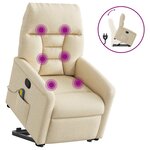 vidaXL Fauteuil inclinable de massage Crème Tissu