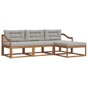 vidaXL Ensemble de canapés d'extérieur 4 pc Gris Naturel et Clair