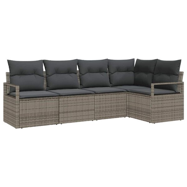 vidaXL Ensemble de canapé de jardin avec coussin 5 Pièces Gris