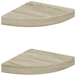vidaXL Étagères d'angle flottantes 2 Pièces chêne 25x25x3 8 cm MDF