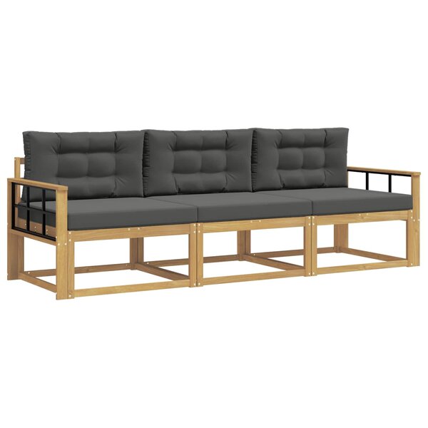 vidaXL Ensemble de canapés d'extérieur 3 pc Blanc et anthracite