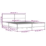 vidaXL Cadre de lit chêne marron 135x190 cm bois d'ingénierie et métal