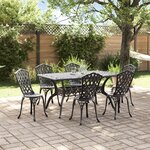 vidaXL Ensemble de salle à manger de jardin 7 pièces en aluminium coulé noir
