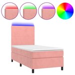 vidaXL Sommier à lattes de lit avec matelas LED Rose 90x190 cm Velours