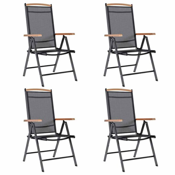 vidaXL Chaises de jardin pliables lot de 4 aluminium et textilène noir