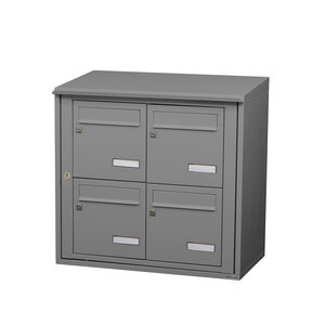 Bloc collectif Leabox  2x2  grade 3  simple face  extérieur  fixation murale  gris poussière ral 7037 finition brillante