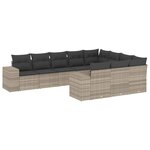 vidaXL Salon de jardin avec coussins 10 Pièces gris clair résine tressée
