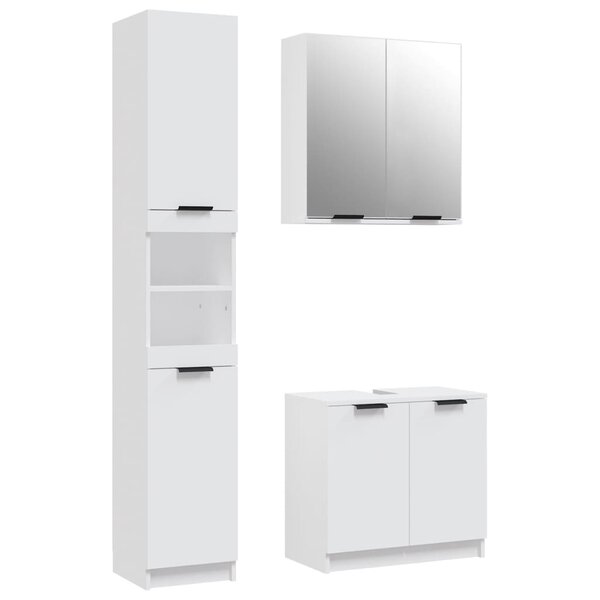 vidaXL Ensemble d'armoires salle de bain 3 Pièces blanc bois d'ingénierie