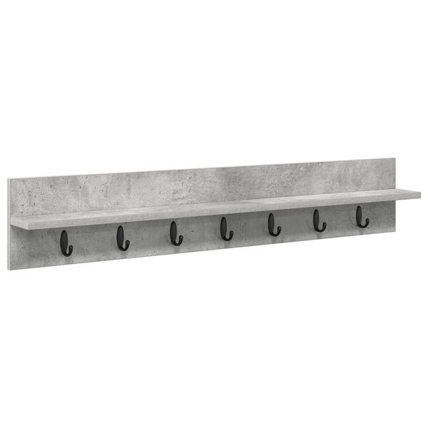 vidaXL Porte-manteau mural avec étagère Montage mural Gris béton 100 x 10.5 x 18 cm