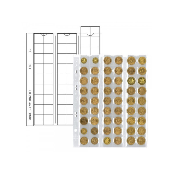 Feuilles numismatiques MU54 pour 54 monnaies jusque Ø 20 mm