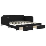 vidaXL Lit de jour avec gigogne et tiroirs noir 90x190 cm tissu