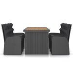 vidaXL Salon de jardin 7 Pièces avec coussins résine tressée noir