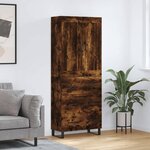 vidaXL Buffet haut Chêne fumé 69 5x34x180 cm Bois d'ingénierie
