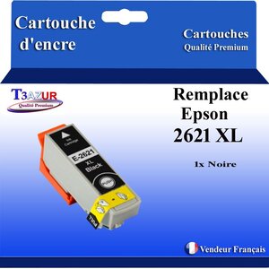 T3AZUR - Cartouche Compatible avec  Epson XP620  XP625  XP700  XP710  XP720  XP800  XP810  XP820 remplace Epson T2621 Noire