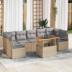 vidaXL Ensemble de canapé de jardin 8 Pièces Beige  Gris 100 x 55 x 73 cm