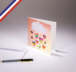 Carte double all you need is love créée et imprimée en france sur papier certifié pefc - une pluie de cœurs