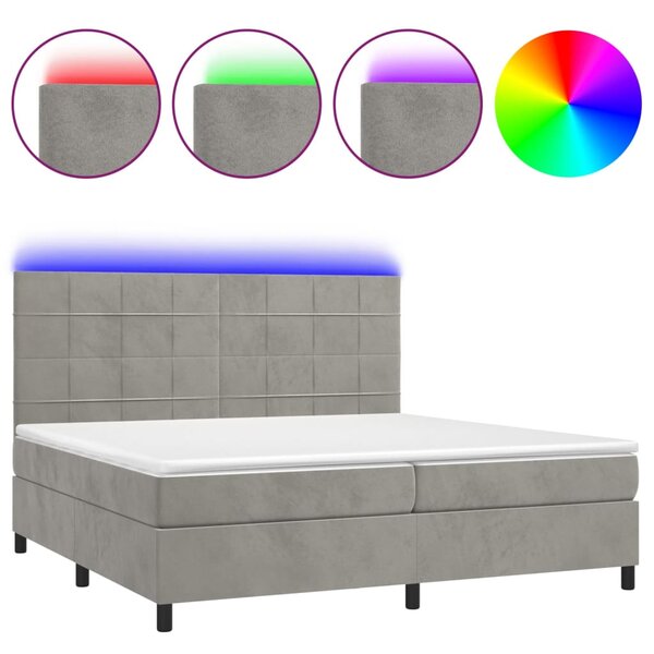 vidaXL Sommier à lattes de lit matelas et LED Gris clair 200x200 cm