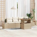 vidaXL Ensemble de canapé de jardin 5 Pièces Beige Poly rotin