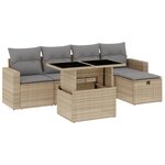 vidaXL Salon de jardin avec coussins 6 Pièces beige résine tressée