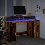 vidaXL Bureau avec lumières LED vieux bois bois d'ingénierie