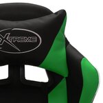 vidaXL Fauteuil de jeux vidéo avec LED RVB Vert et noir Similicuir