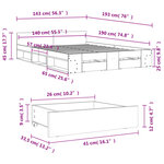 vidaXL Cadre de lit avec tiroirs sans matelas chêne fumé 140x190 cm