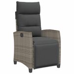 vidaXL Chaise de jardin inclinable avec table d'appoint gris polyrotin