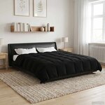 vidaXL Duvet d'été simple Matelassé Noir 200 x 220 cm Microfibre