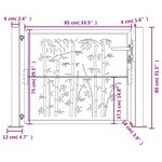 vidaXL Portail de jardin anthracite 105x80 cm acier design de bambou
